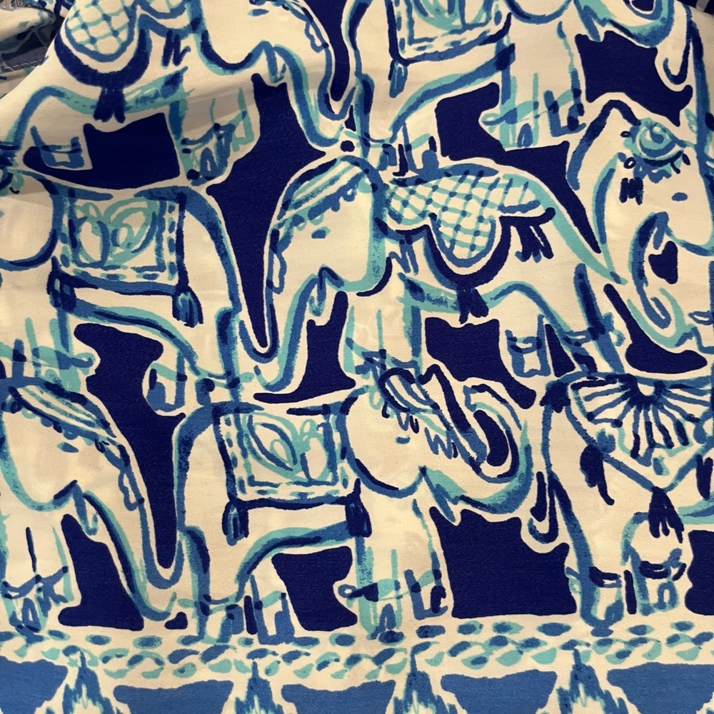 Lilly Pulitzer Romper Elephant Blue White Spaghetti Strap Size 0 summer - Picture 10 of 13